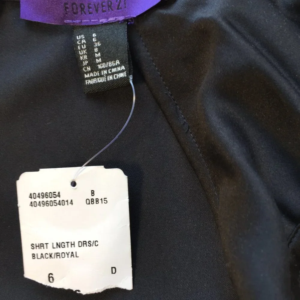 Forever 21 Fitted Black and Purple Sheath Dress Size 6 NWT - Picture 5 of 6